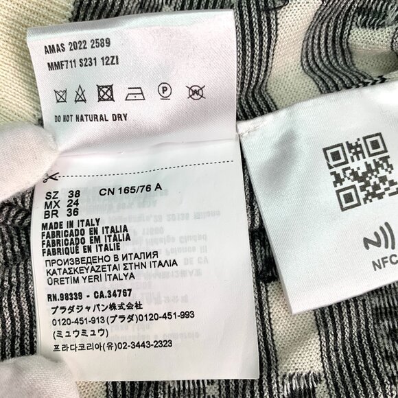 Miu Miu Womens Black & White Logo Print Cashmere Blend Cardigan Sweater Size 38 - Picture 7 of 8